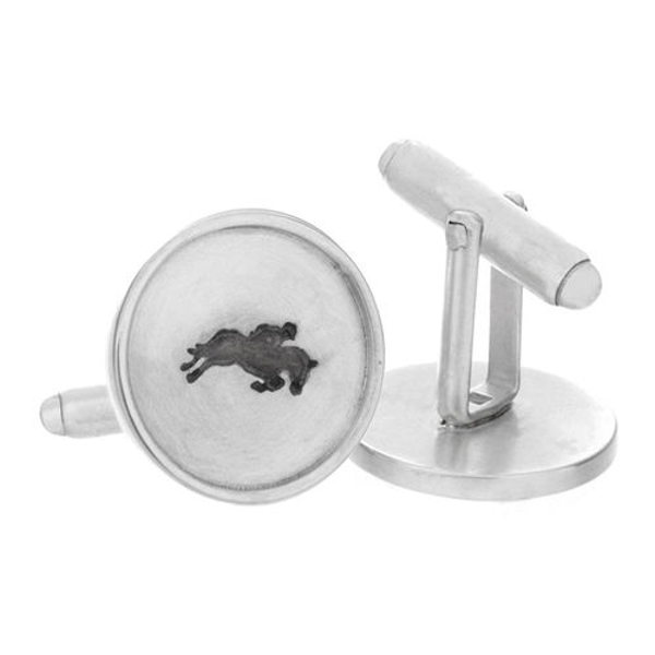 Picture of Silver with Silver Rim Jumping Horse Cuff Links