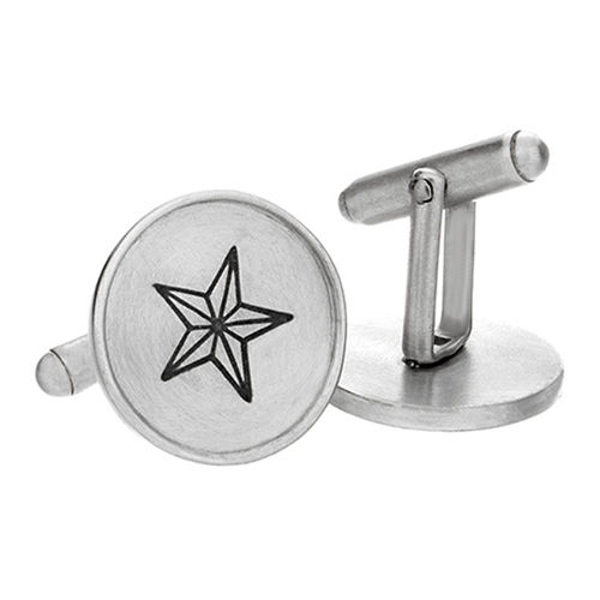 Picture of Silver with Silver Rim Nautical Stars Cuff Links
