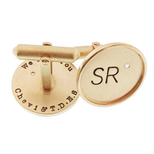 Picture of 14K Gold Diamond Cuff Links