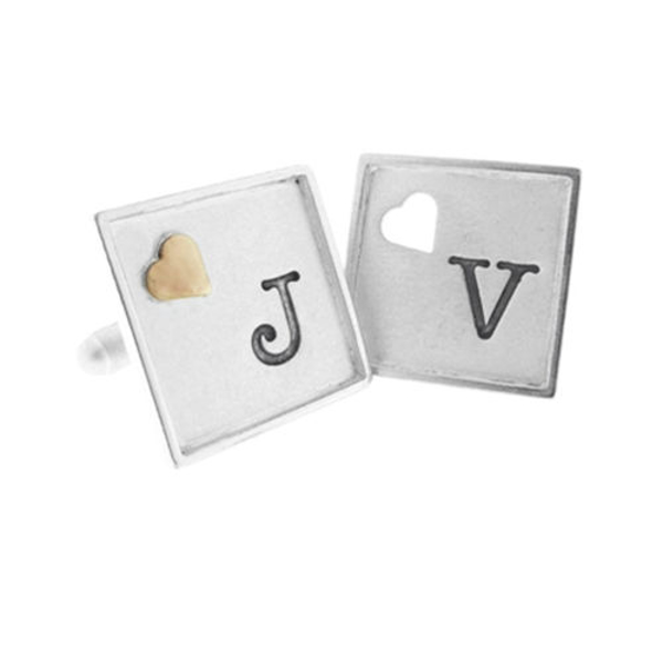 Picture of Framed Silver Cuff Links with Raised and Cutout Accents