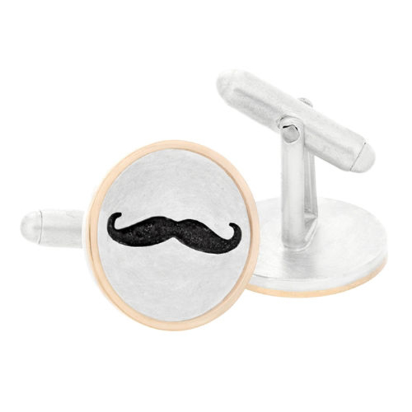 Picture of Silver with 14k Gold Rim Mustache Cuff Links