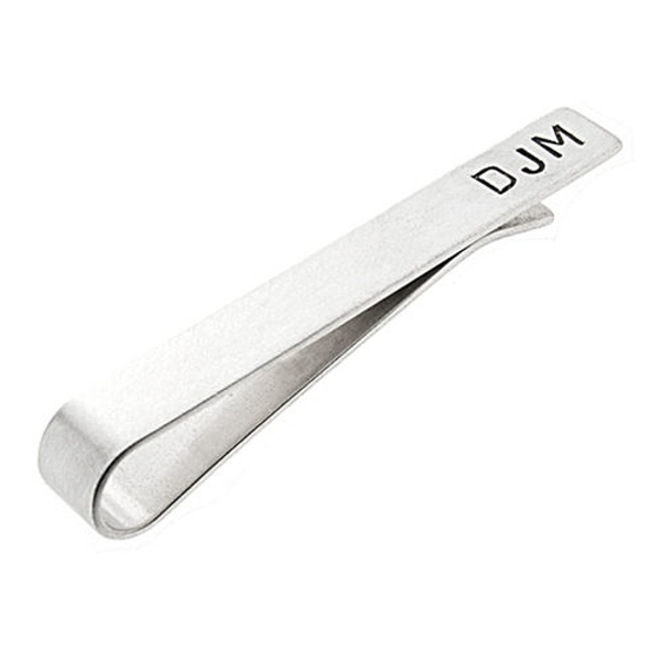 Custom Monogram Tie Clip in Sterling Silver | Personalized Style for Formal Attire