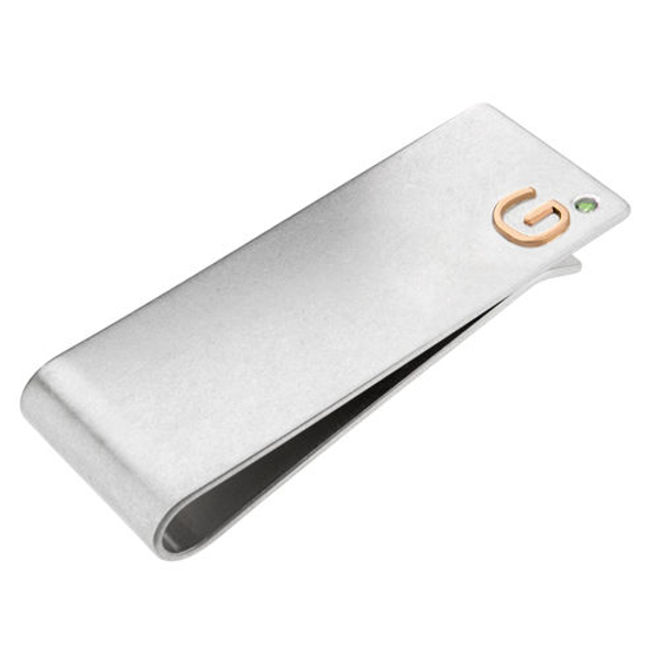 Picture of Sterling Silver Money Clip with 14K Gold Letter Accent and Diamond 