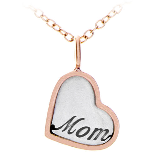 Silver with 14k Rose Gold Rim Mom Heart Charm. Design Your Own Custom ...