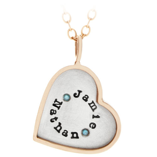 Picture of Silver with 14k Gold Heart Name Charm