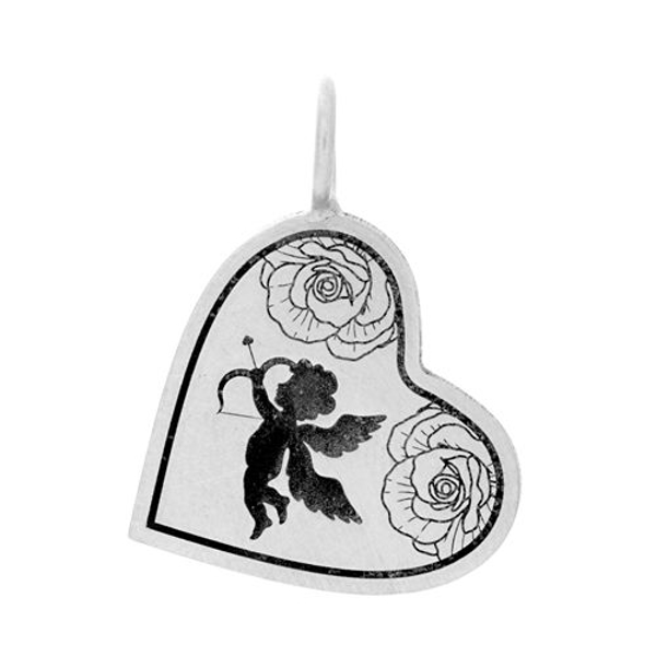 Picture of Retro Engraved Cupid and Rose Pendant