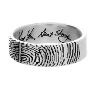 fingerprint and handwriting engraved ring