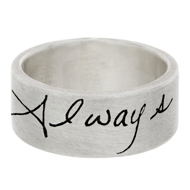 Your Handwritten Message Engraved on Silver Ring