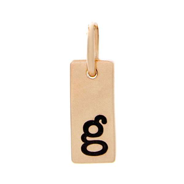 14k gold tag with initial